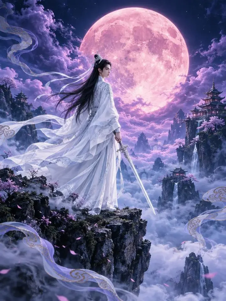 《剑仙的月亮是软的》短剧封面，古装题材